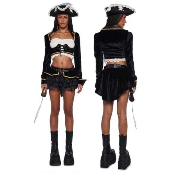 NWT DOLLS KILL Dolls Kill Pirate Maiden Costume - Ren-Faire Crop Top Mini Skirt - Picture 2 of 15